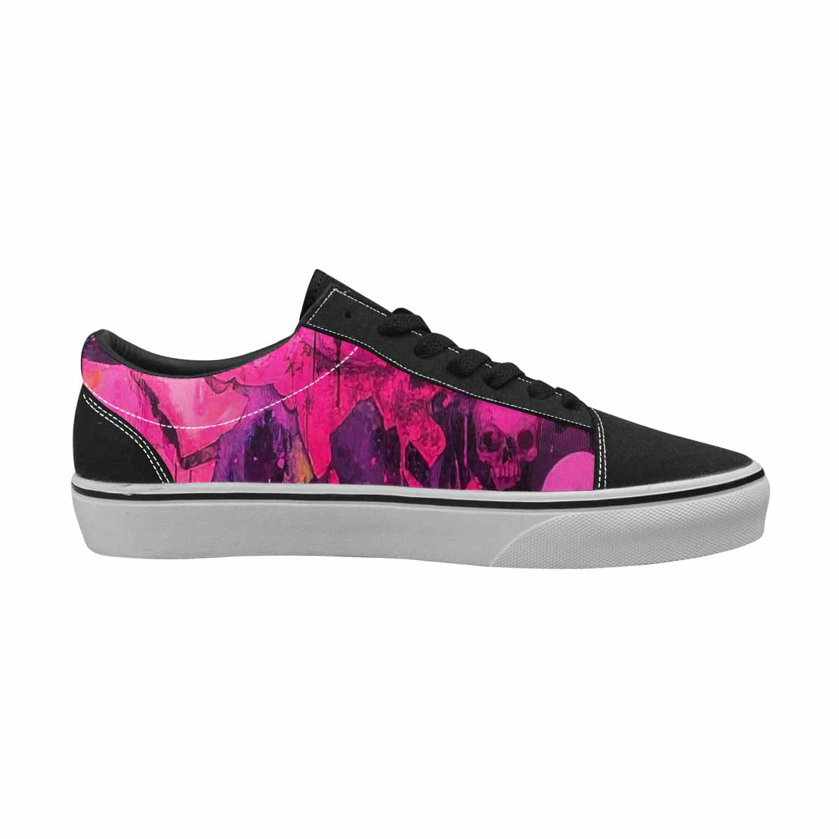 WOMEN'S Skeletons  Neon Pink Lace-Up Canvas Dark Academia Sneakers