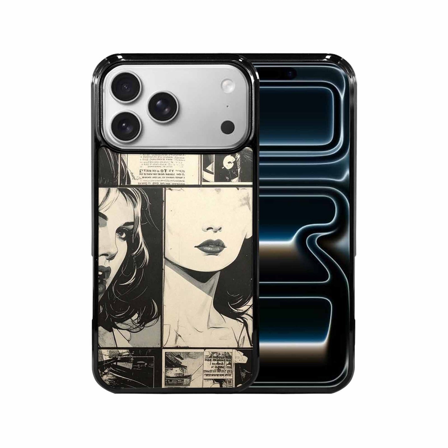 iPhone 17 Pro Max Case — Black And White Solid Retro Vintage, Original Design Phone Case