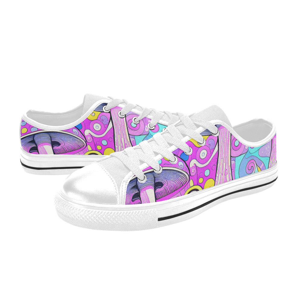 WOMEN'S Magic Mushrooms Art 3 Canvas Neon Fantasy Custom Shoes