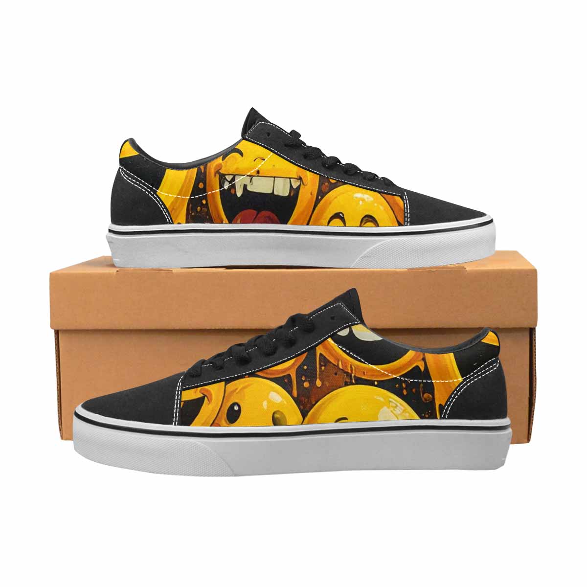 WOMEN'S Melting Moon Smiley — Lace-Up Canvas Surreal Custom Shoes