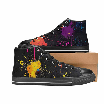 WOMEN'S Paint Splatter High Top Canvas Wallpaper Art Custom Sneakers