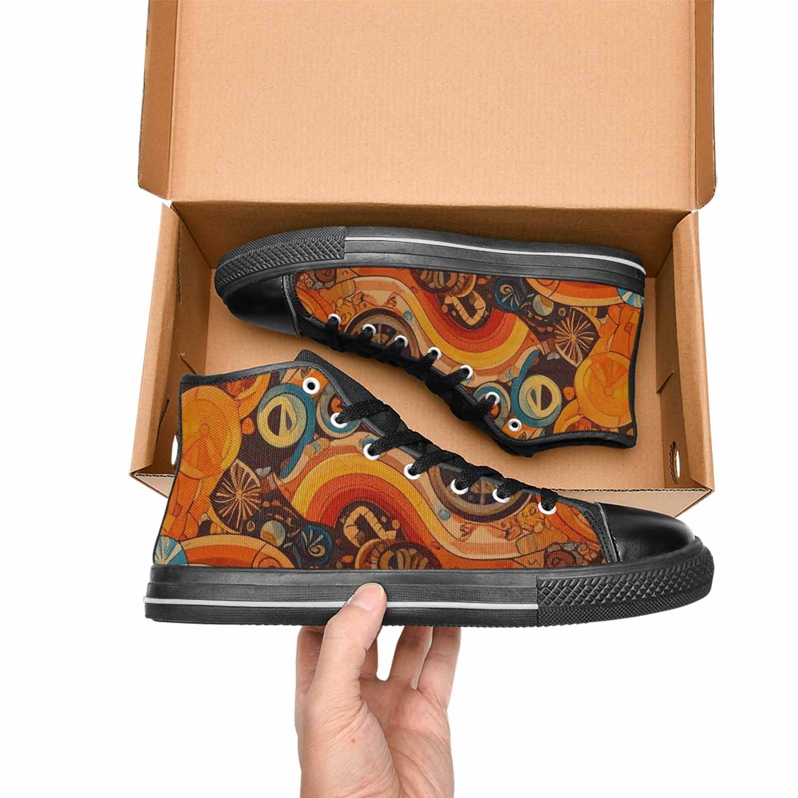 MEN'S Groovy 70S Peace High Top Canvas Y2K Custom Shoes