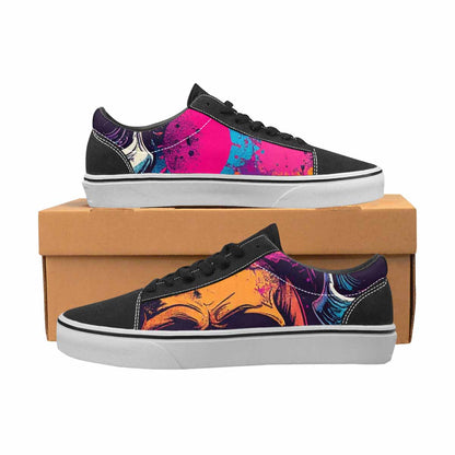 WOMEN'S Skulls Splatter Comic Canvas Lace-Up Grunge Custom Sneakers