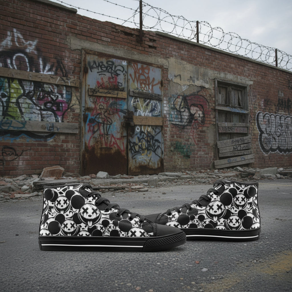 Xo Xo Art Pen and Ink Style Unisex High Top Canvas Shoes