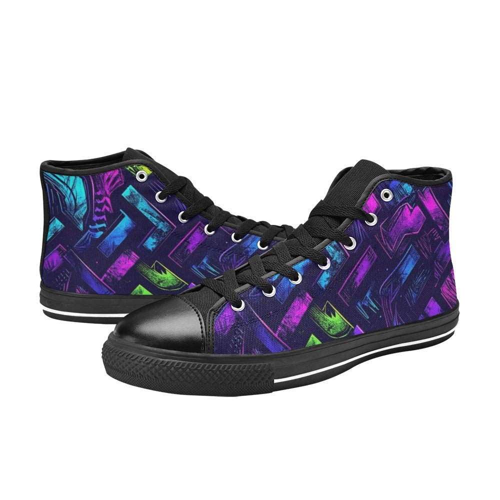 MEN'S Electric Houndstooth Dream 1 High Top Canvas Grunge Shoes