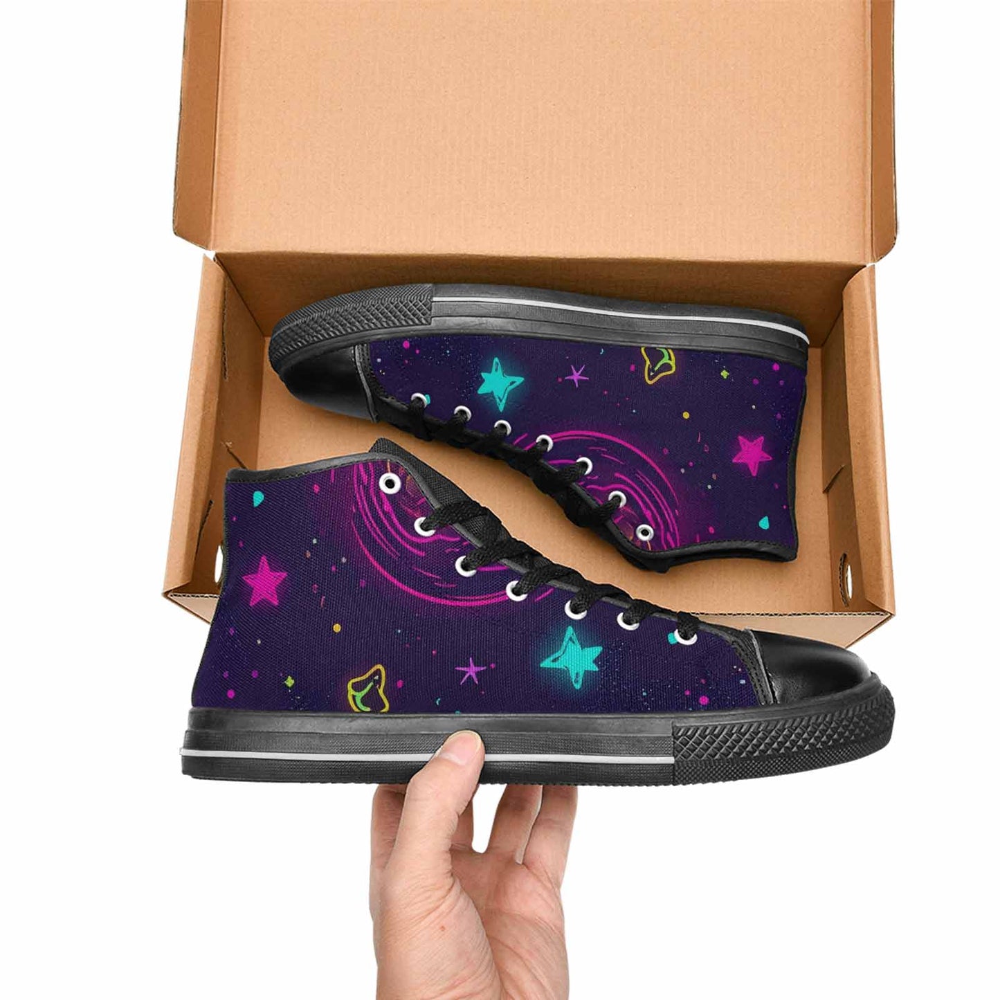 MEN'S Space Galaxy Astronaut High Top Canvas Grunge Custom Sneakers