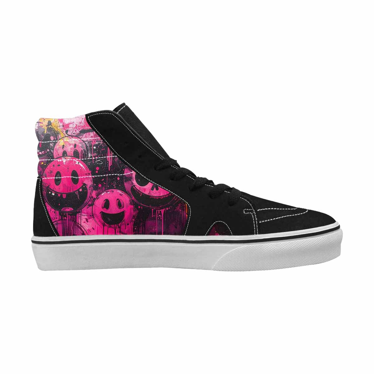 MEN'S Melting Moon Smiley High Top Canvas Kaleidoscope Sneakers