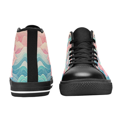 KIDS' Pastel Wave Mandala High Top Canvas Y2K Custom Shoes