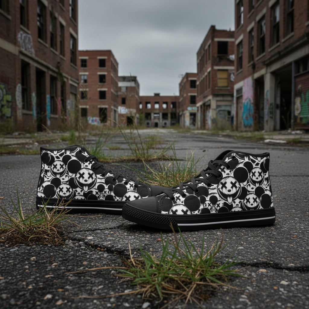 Xo Xo Art Pen and Ink Style Unisex High Top Canvas Shoes