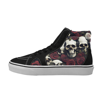 WOMEN'S Rose Skulls Dark High Top Skateboarding Dreamcore Custom Sneakers