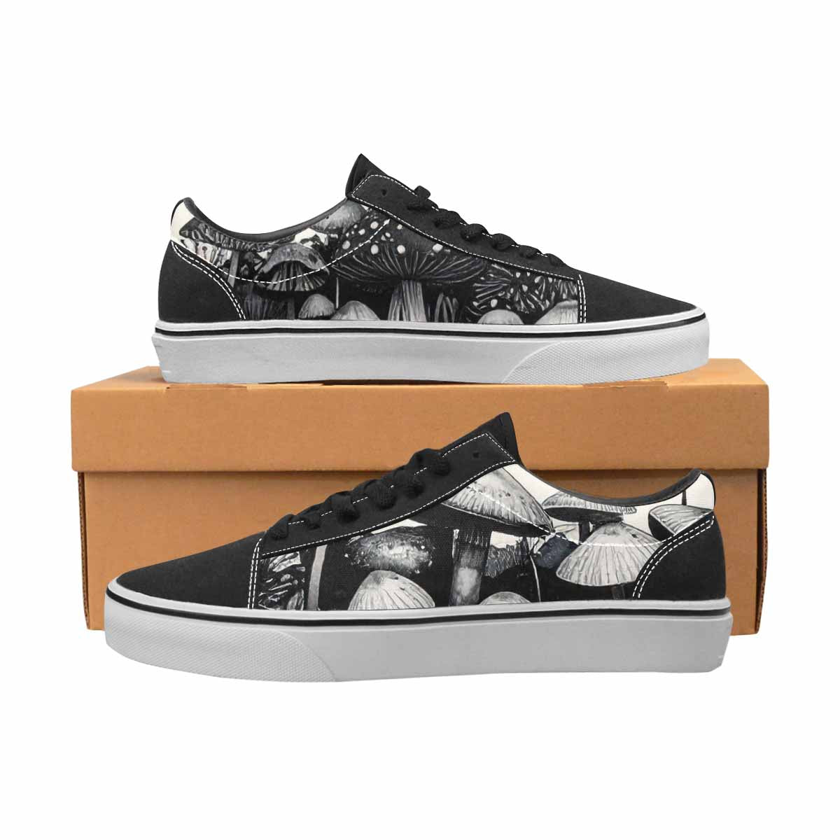 WOMEN'S Mushrooms (general) Lace-Up Canvas Vibrant Chaos Sneakers