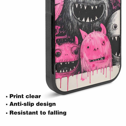 iPhone 15 Case — Monsters General Black Pink Ink Cartoon, Original Design Phone Case