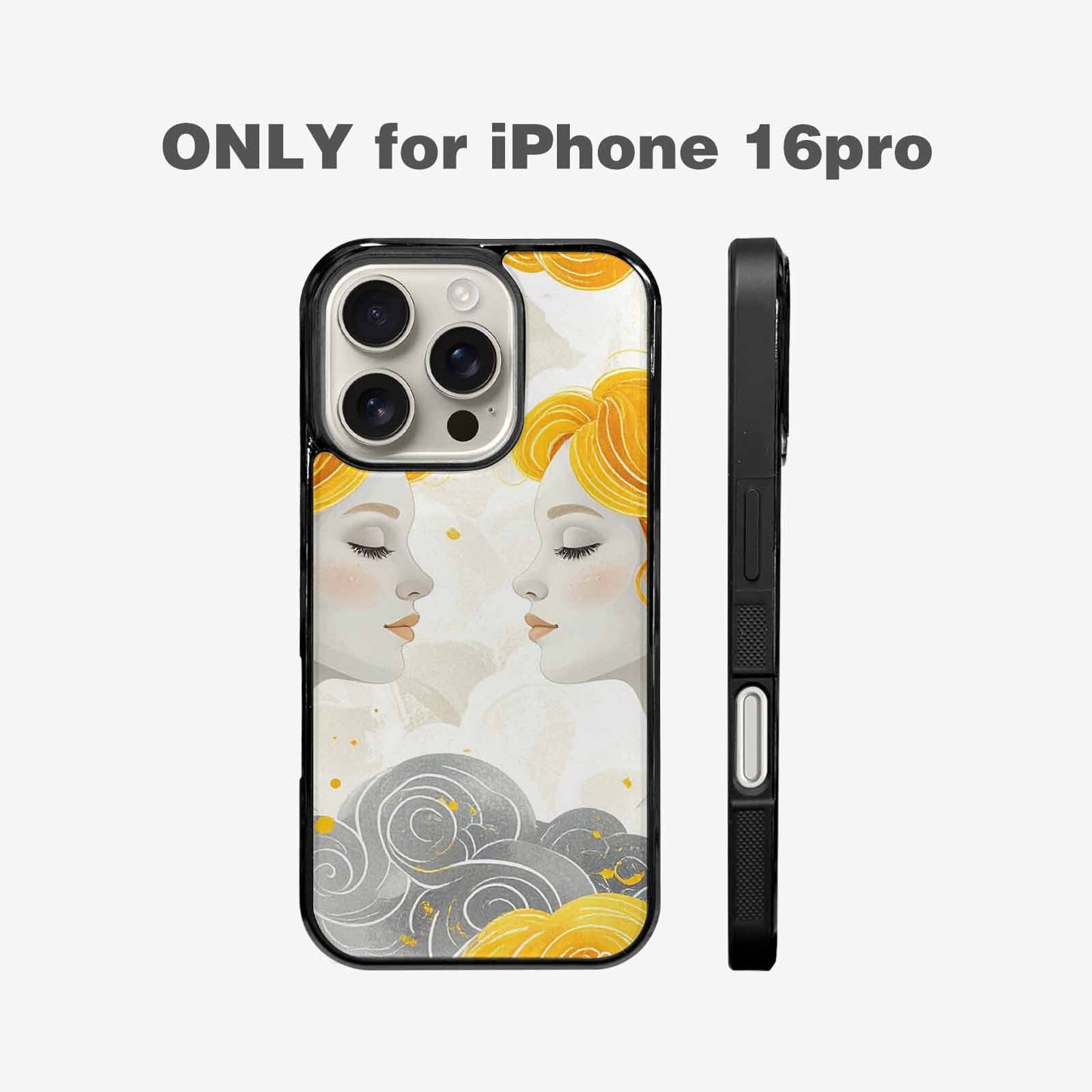 iPhone 16 Pro Case — Gemini Twins Zodiac Pattern Seamless Repeat, Personalized Phone Case
