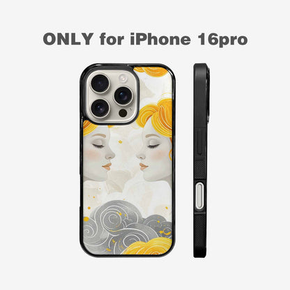 iPhone 16 Pro Case — Gemini Twins Zodiac Pattern Seamless Repeat, Personalized Phone Case