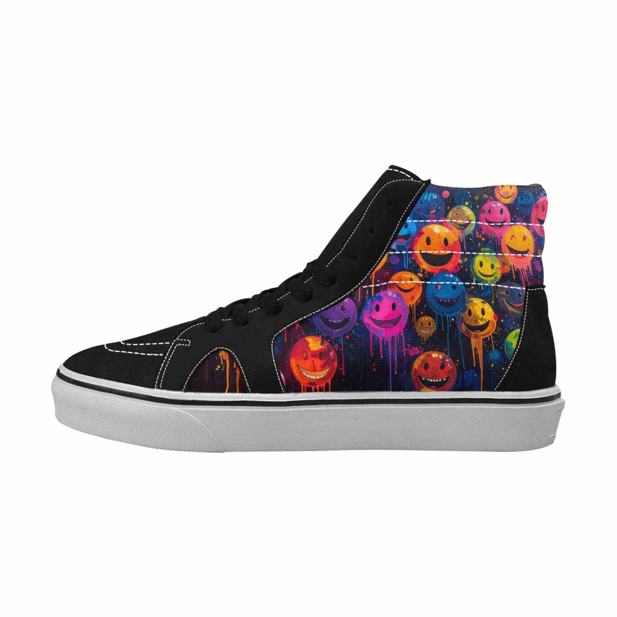 MEN'S Smiley Faces × Glow High Top Canvas Wallpaper Art Sneakers