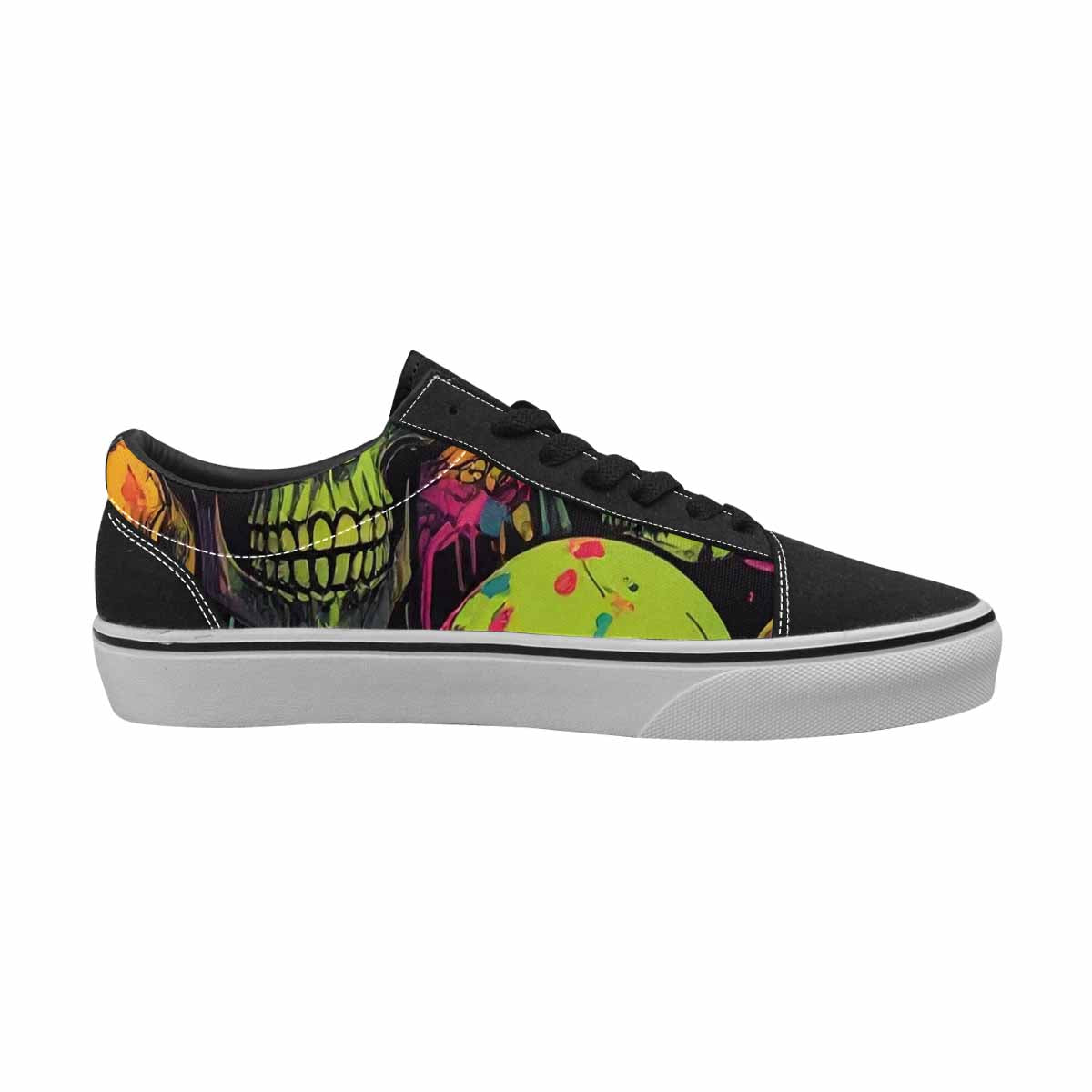WOMEN'S 1000s Skulls Neon Camo Lace-Up Canvas Grunge Custom Shoes