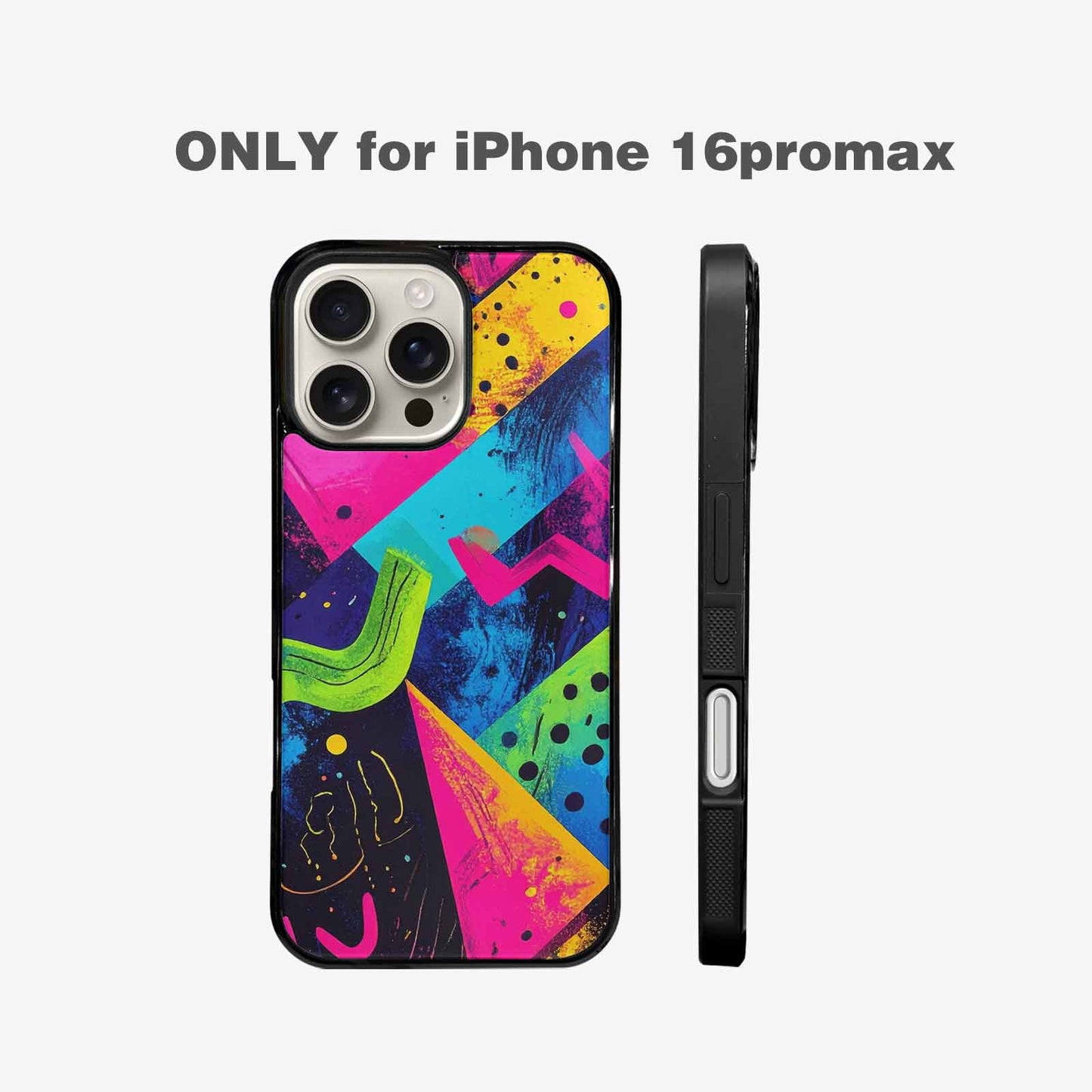 iPhone 16 Pro Max Case — Memphis Squiggles Triangles Dots Personalized Phone, Custom Phone Case