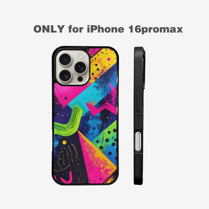 iPhone 16 Pro Max Case — Memphis Squiggles Triangles Dots Personalized Phone, Custom Phone Case