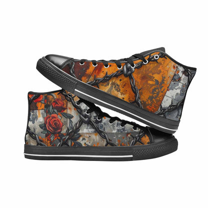 MEN'S Barbed Wire Chain High Top Canvas Vivid Custom Sneakers