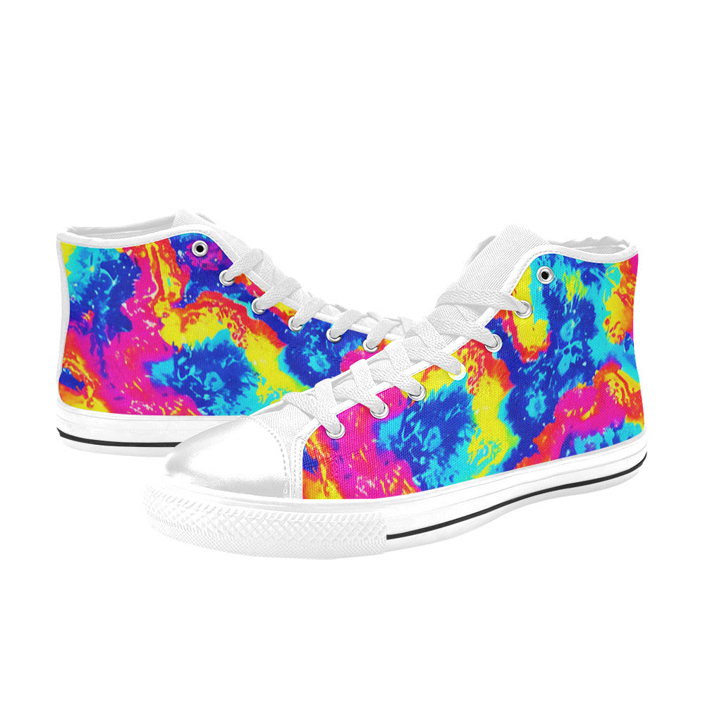 WOMEN'S Tie Dye Splash Retro High Top Canvas Surreal Shoes