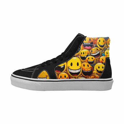 MEN'S Melting Moon Smiley — High Top Canvas Neon Fantasy Custom Shoes