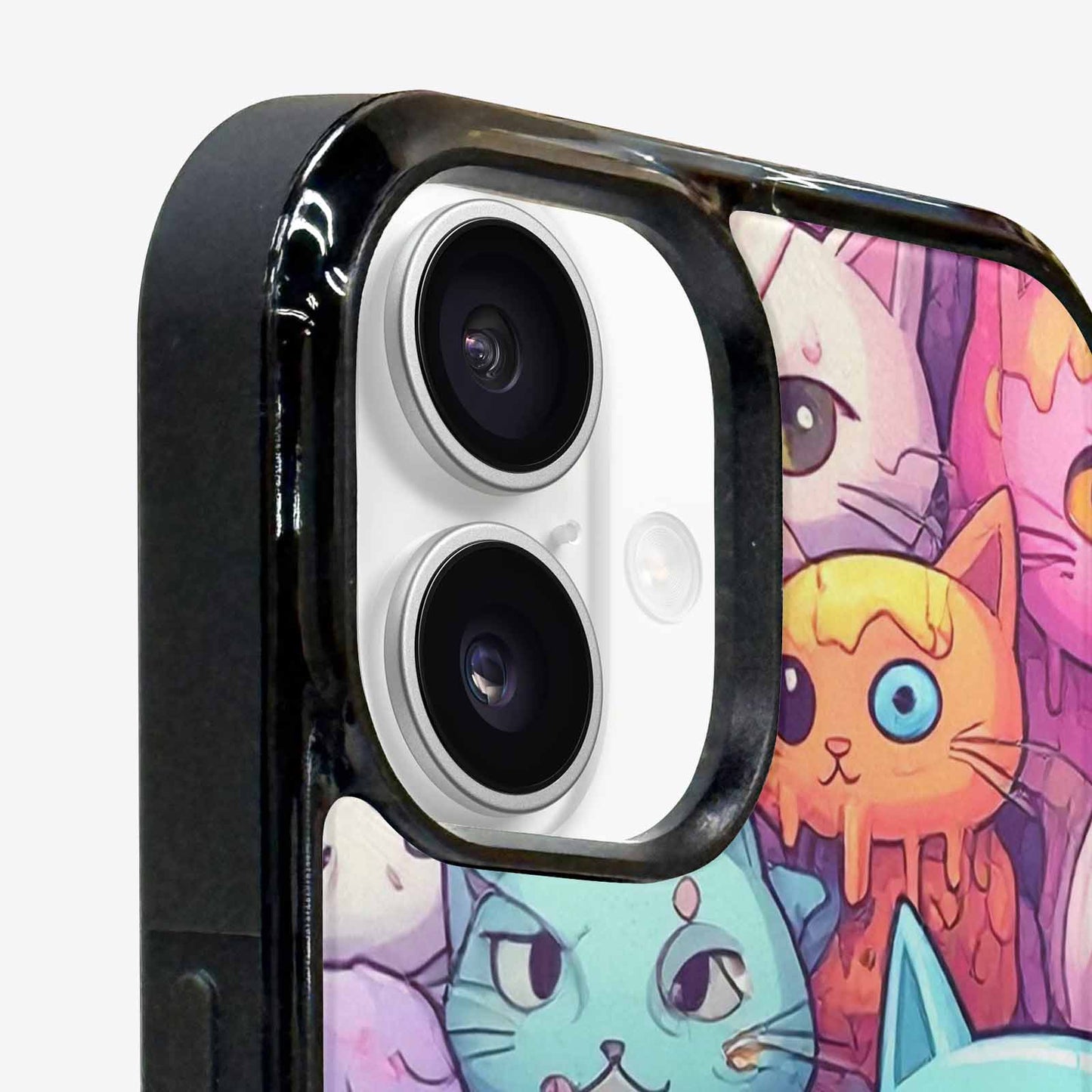 iPhone 16 Plus Case — Pastel Gore Cat Character Pattern Hundreds, Custom Art Phone Cover