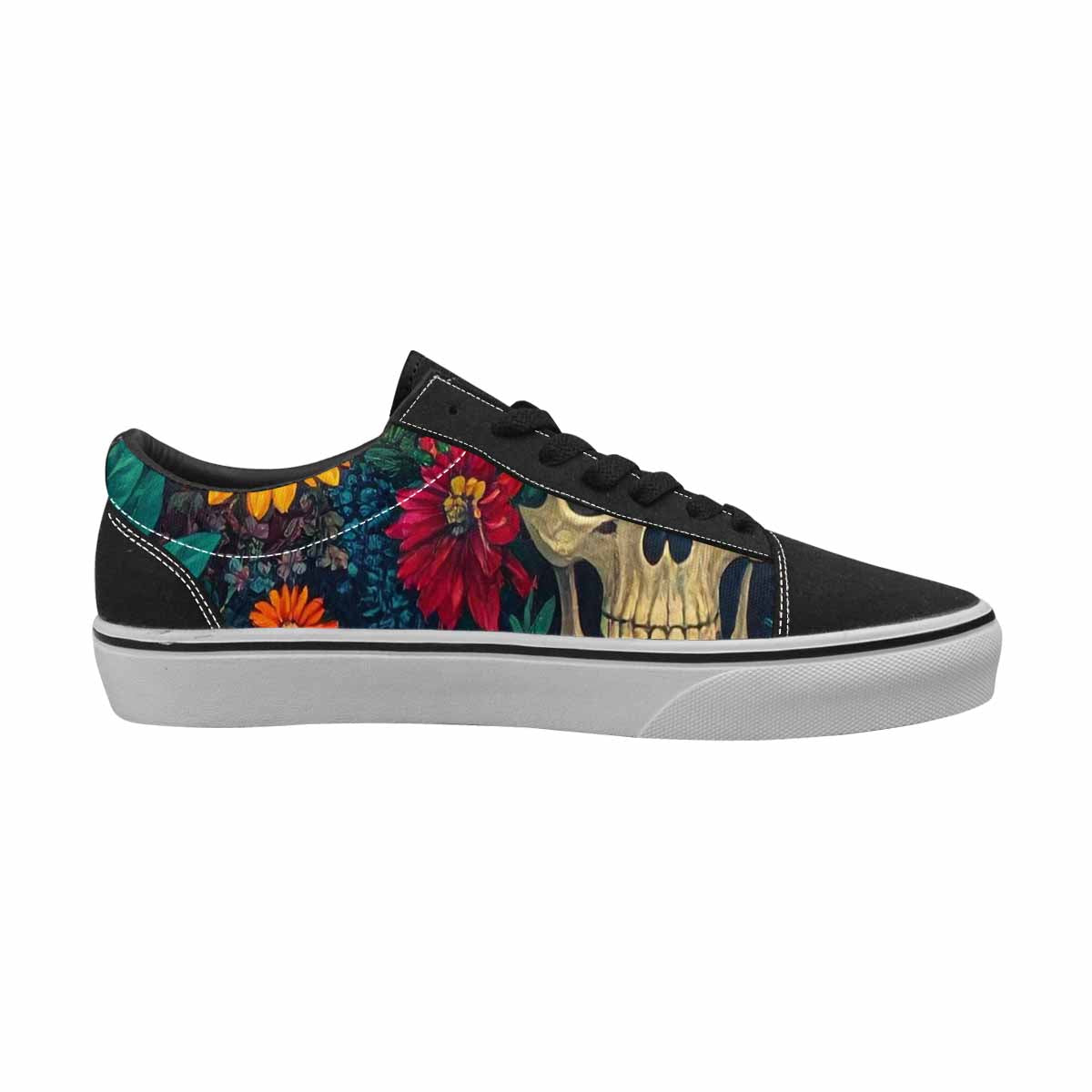 WOMEN'S Skulls  Botanical Skulls Lace-Up Canvas Y2K Custom Shoes