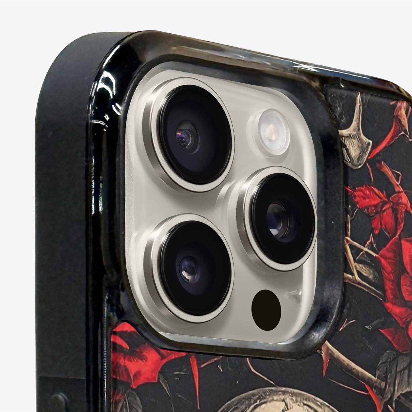 iPhone 16 Pro Case — Gothic Skulls Roses, Personalized Phone Case