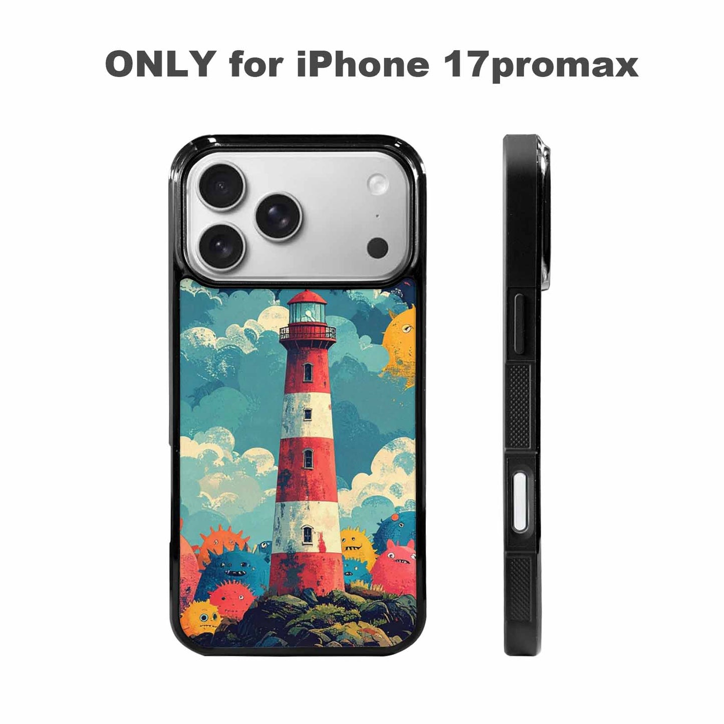 iPhone 17 Pro Max Case — Vintage Monsters Lighthouse Retro Vintage, Custom Designed Case Cover