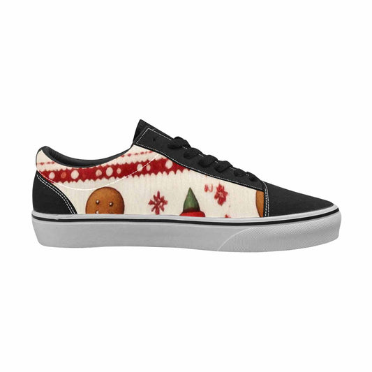 MEN'S Christmas Holly Snowflake Canvas Lace-Up Wallpaper Art Custom Shoes