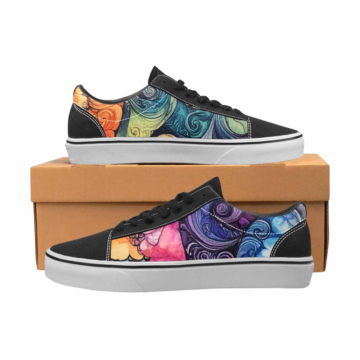 WOMEN'S Tie Lace-Up Canvas Wallpaper Art Sneakers