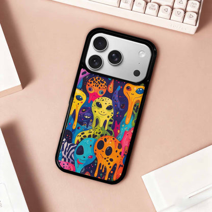 iPhone 17 Pro Case — Melting Aliens Pattern Hundreds Of Alien, Custom Printed Phone Case