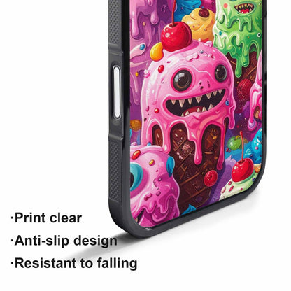 iPhone 17 Pro Case — Melting Icecream Monster Cherry Original Art, Custom Printed Phone Case