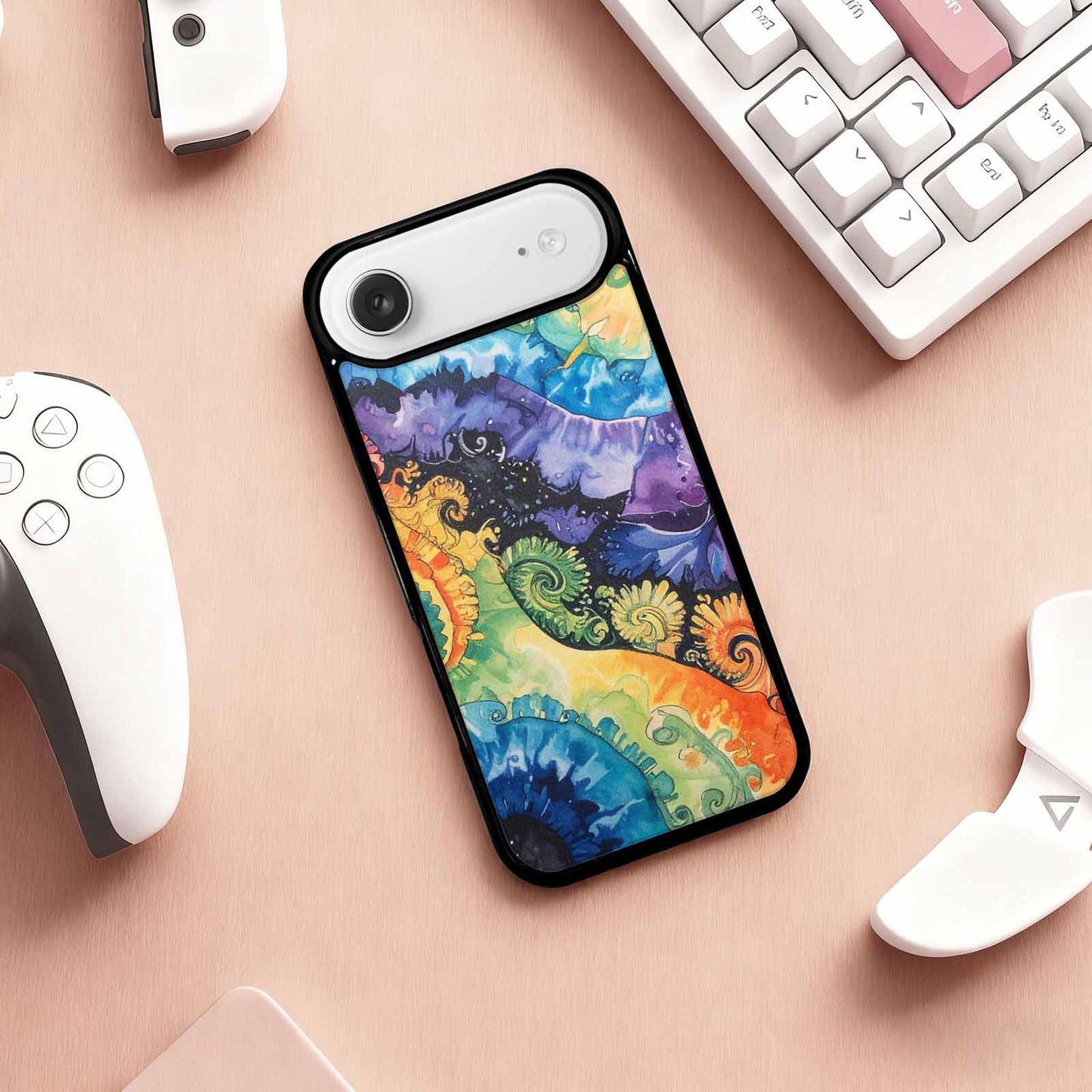 iPhone 17 Air Case — Black Blue Ink Tie Dye Tie, Custom Phone Case