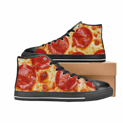 MEN'S Pepperoni Pizza Print High Top Canvas Dark Academia Custom Shoes