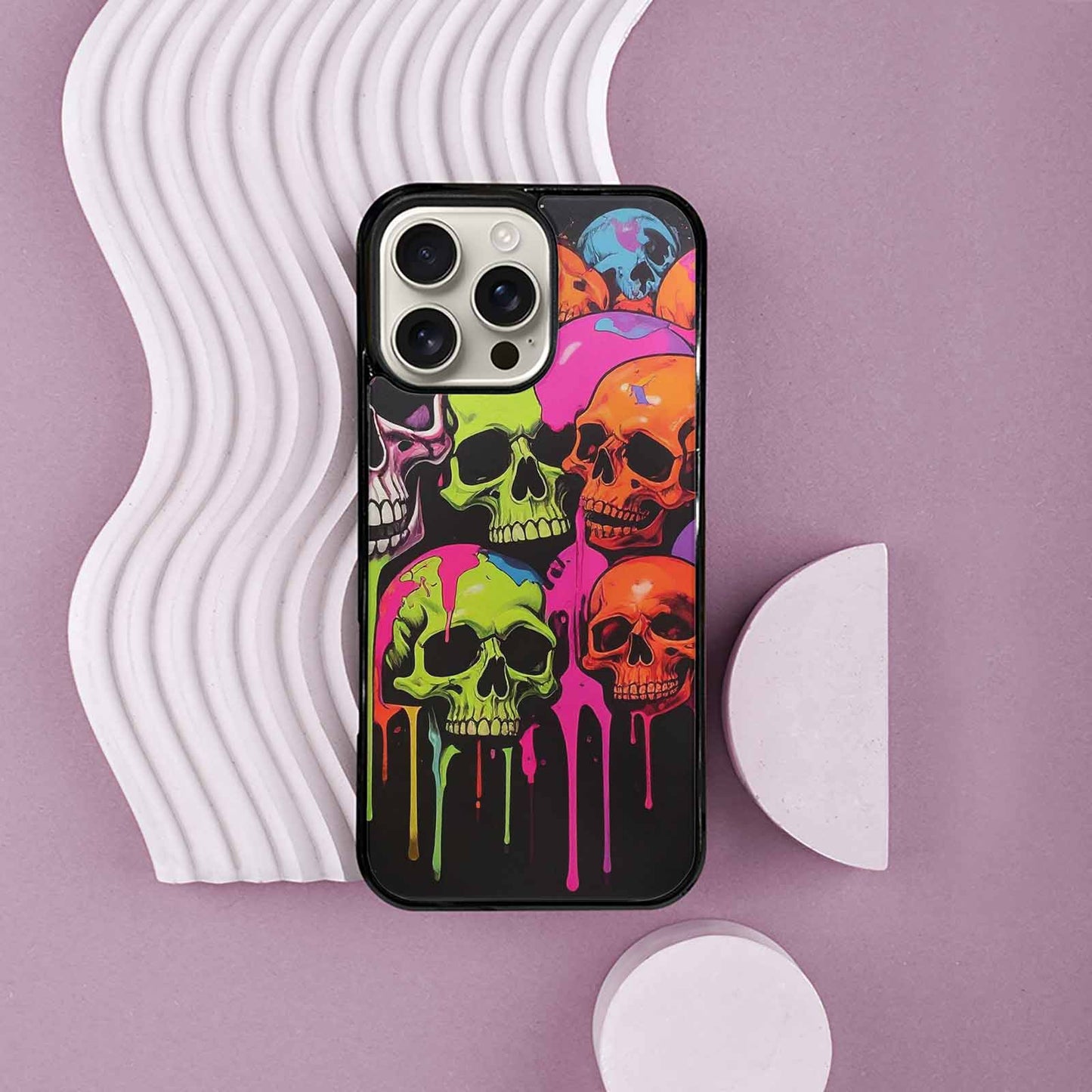 iPhone 16 Pro Max Case — Vibrant Camo 1000\'s Of Skeletons Neon, Customized Protective Case