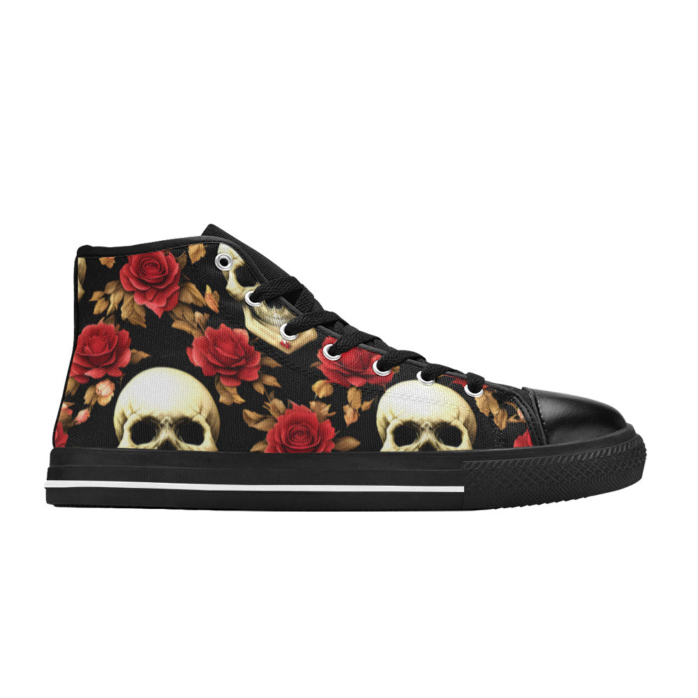 MEN'S Rose Skulls 3 Men’S High Top Canvas Dark Academia Custom Sneakers