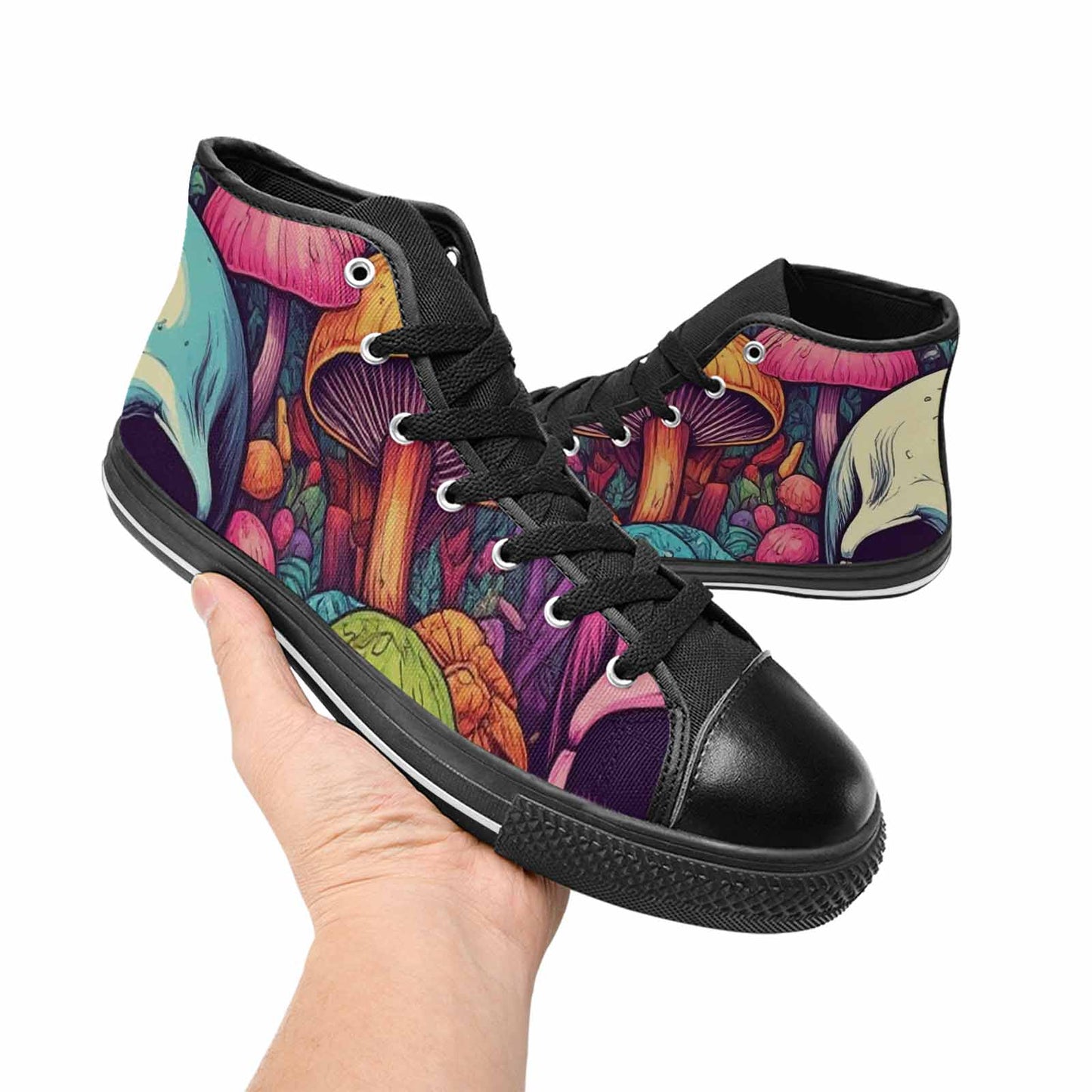 WOMEN'S Mushroom Skull High Top Canvas Vivid Custom Shoes