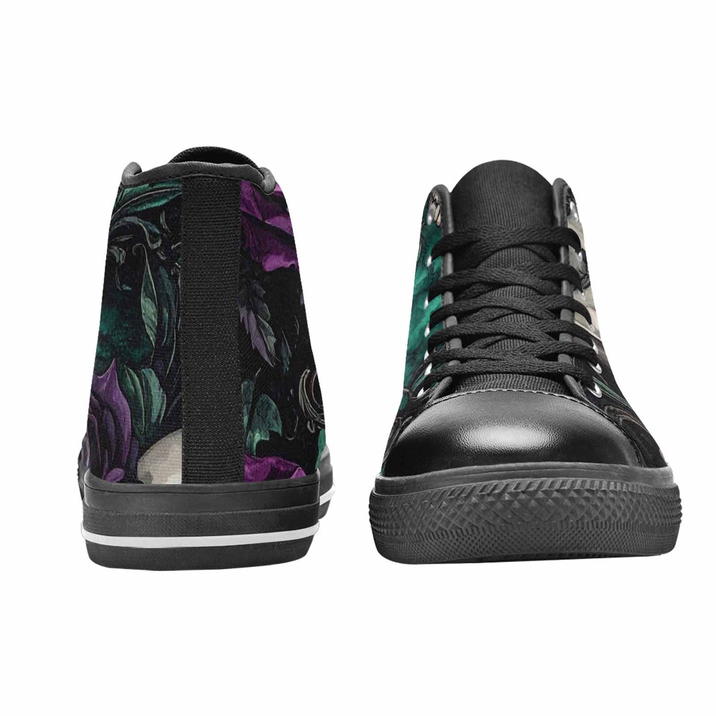 WOMEN'S Skulls Roses Gothic Filigree High Top Canvas Cottagecore Custom Shoes