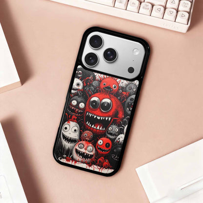 iPhone 17 Pro Case — Black Red Ink Monsters General Cartoon, Customized Protective Case