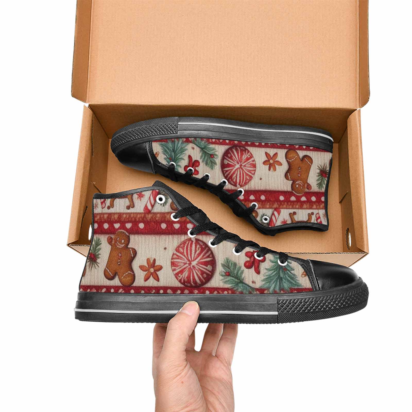 MEN'S Christmas Holly Snowflake High Top Canvas Dark Academia Shoes