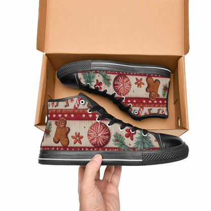 MEN'S Christmas Holly Snowflake High Top Canvas Dark Academia Shoes
