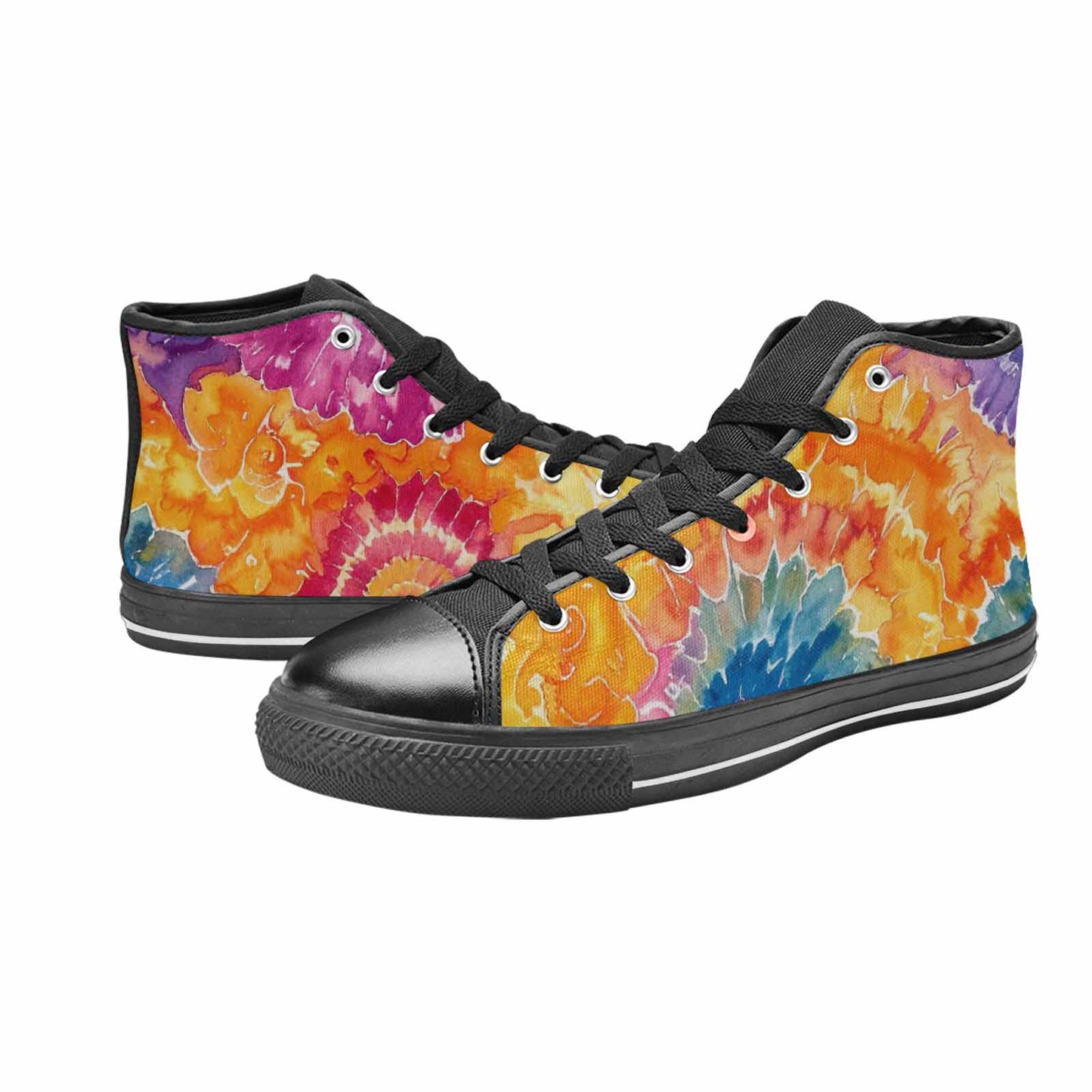 MEN'S Tie Dye Swirl High Top Canvas Wallpaper Art Custom Shoes