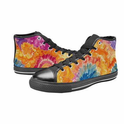 MEN'S Tie Dye Swirl High Top Canvas Wallpaper Art Custom Shoes