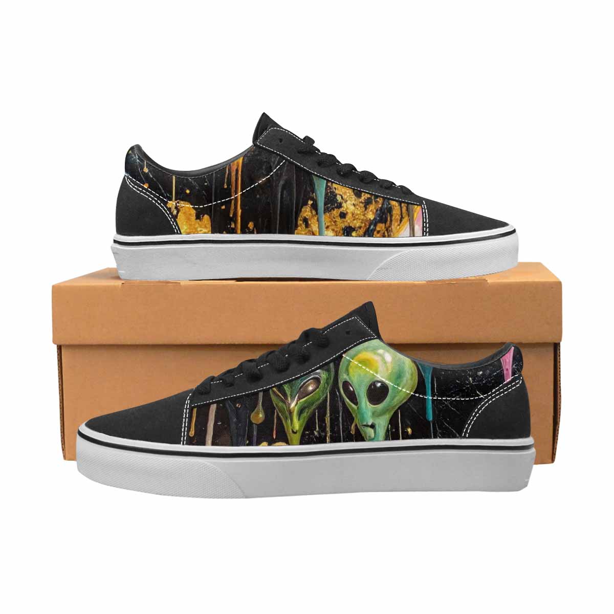 WOMEN'S Aliens  Marble Melting Lace-Up Canvas Cottagecore Sneakers