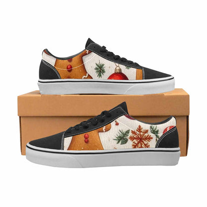 WOMEN'S Christmas Holly Snowflake Canvas Lace-Up Vivid Custom Shoes