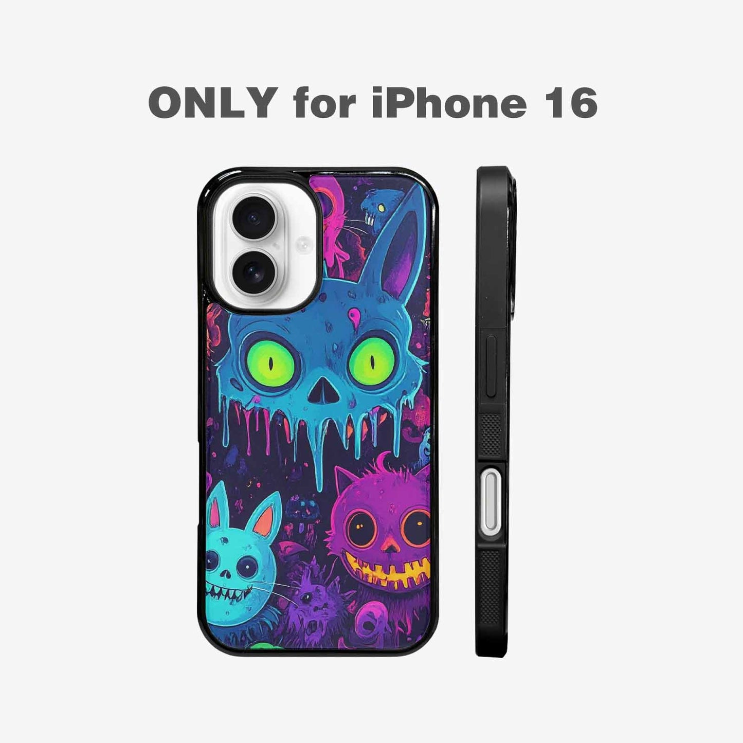 iPhone 16 Case — Mixed Toxic Glow Creature Pattern Hundreds, Custom Made Phone Cover