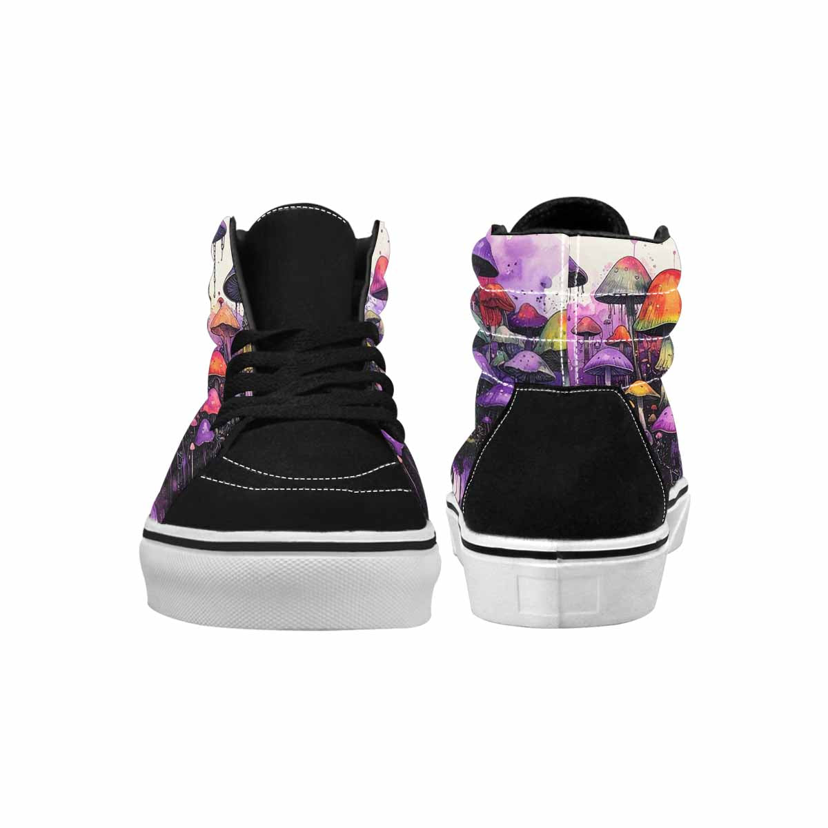 WOMEN'S Mushrooms Black & Purple Ink High Top Canvas Custom Fashion Melting Art Custom Kicks