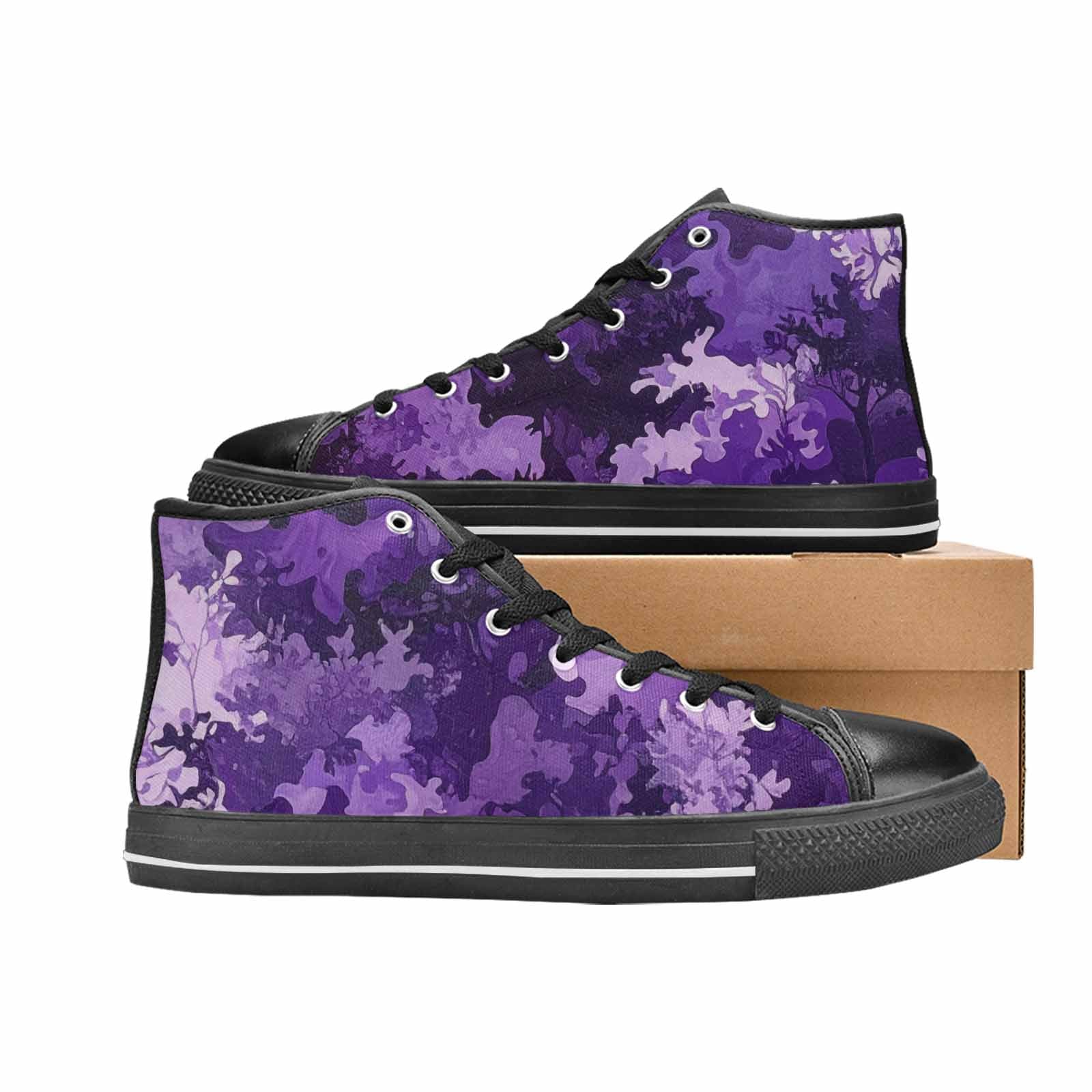 MEN'S Military Camouflage Blotch High Top Canvas Neon Fantasy Custom Sneakers
