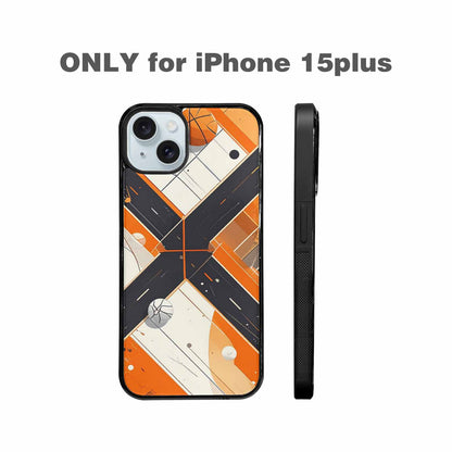 iPhone 15 Plus Case — Basketball Pattern Court Lines And Balls, Unique Phone Case Design